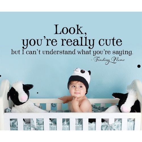 Nursery Decal Look you're really cute but I don't understand what you're saying Finding Nemo Funny Quote Wall Decal Baby's Room Wall Decor