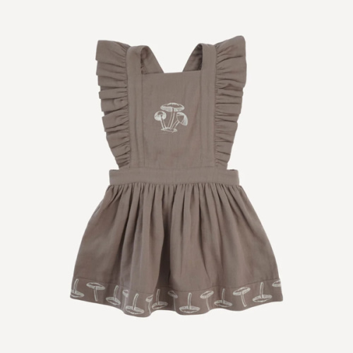 mushi pinafore dress | dark truffle | organic cotton gauze