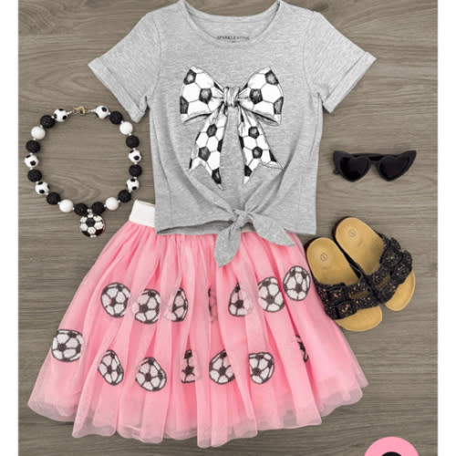 Pink Sequin Soccer Tutu Skirt Set | Sparkle In Pink