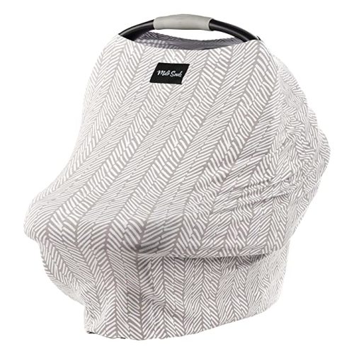 Milk Snob Original 5-in-1 Cover - Added Privacy for Breastfeeding, Baby Car Seat, Carrier, Stroller, High Chair, Shopping Cart, Lounger Canopy - Newborn Essentials, Nursing Top, Herringbone - Taupe