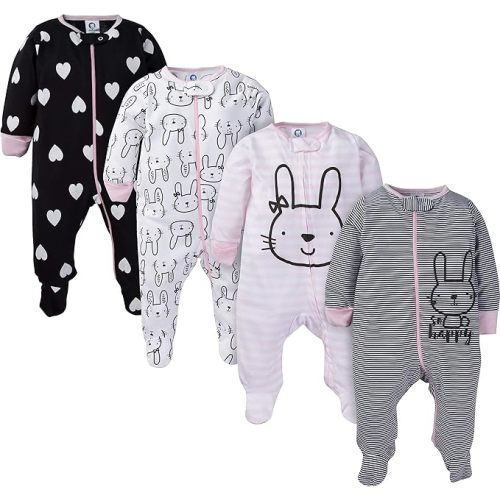 Gerber baby-girls 4 Pack Sleep 'N Play Footie