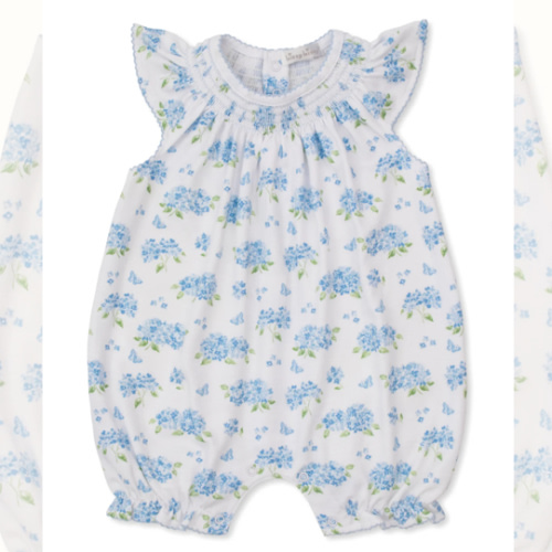 Heavenly Hydrangeas Blue Short Playsuit - 3-6 M