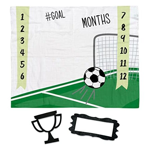 bok Baby Monthly Milestone Blanket - Hockey Sports, Soccer Sports, and Snail Blanket - Great Gifts (Soccer)