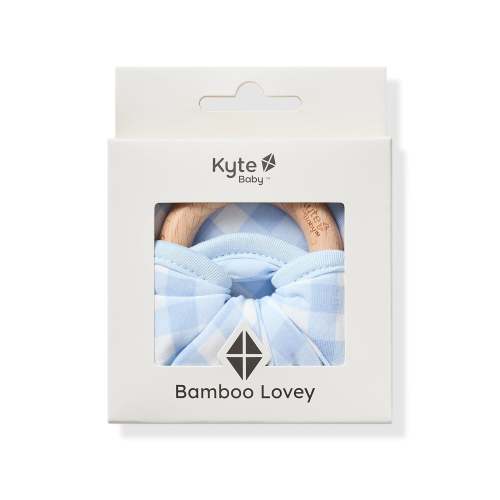 Lovey in Gingham Breeze with Removable Wooden Teething Ring