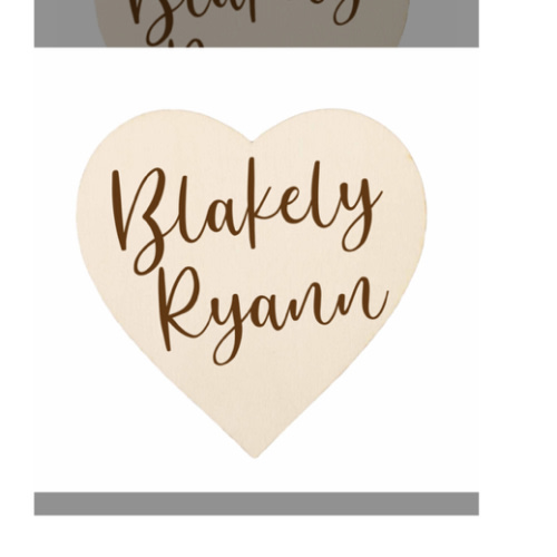 Personalized Baby Name Wood Announcement | Heart Script