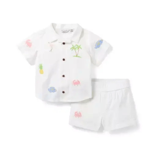 Baby White Tropical Icon The Embroidered Cabana Matching Baby Set by Janie and Jack