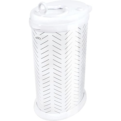 Ubbi Steel Diaper Pail, Odor Locking, No Special Bag Required, Award-Winning, Registry Must-Have, Herringbone