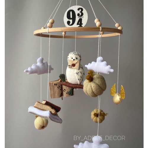 Wizard neutral baby mobile Harry Potter boy and girl,Magical crib mobile,owl baby mobile ,baby mobile pumpkin.Wizard nursery decor