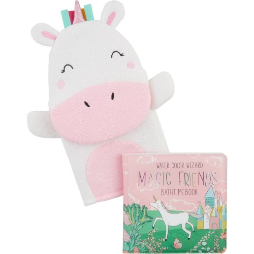 Mud Pie Unicorn Bath Book Set, White
