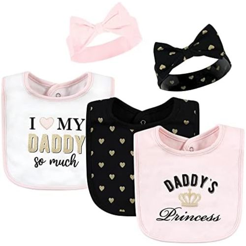 Hudson Baby Unisex BabyCotton Bib and Headband or Caps Set