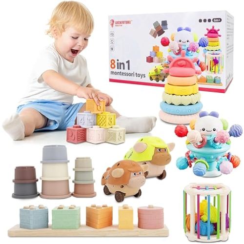 Baby Toys 6 to 18 Months, 8 in 1 Montessori Toys Set, Educational Learning Toys for Toddlers Babies Sensory Toys Newborn Infant Gifts for Boys & Girls