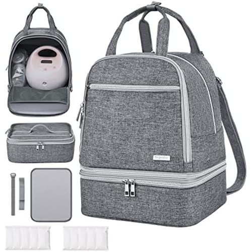 DERJUNSTAR Breast Pump Bag for Spectra S1/S2, Cooler Travel Backpack with Ice Packs, Portable Carrying Case for Breastmilk Storage, Pumping Bag for Working Moms
