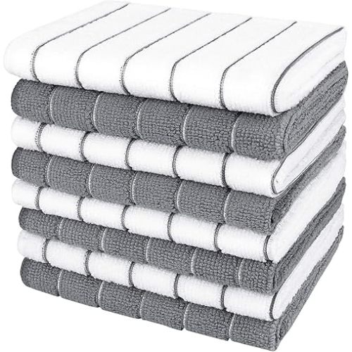 AIDEA Kitchen Towels, Absorbent Dish Towels for Kitchen, Soft Dish Towels for Home, Multi-Purpose Cloths for Household Cleaning and Drying-8PK, 12”x12”