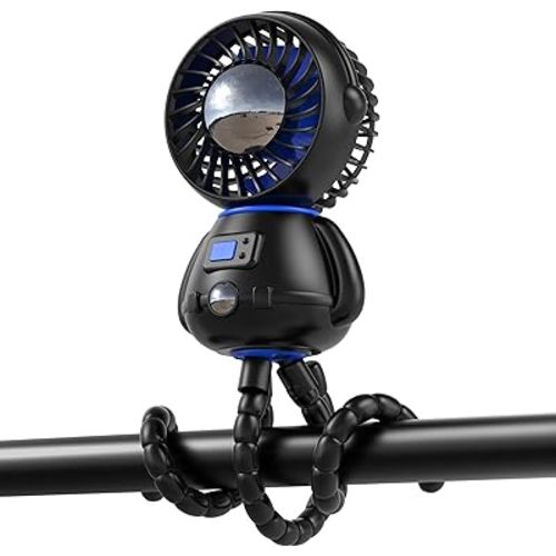 SLENPET Portable Stroller Fan with Flexible Tripod, Car Seat fan Clip-on for Infant, Rechargeable Battery Operated Fan with 3 Speeds, Baby Travel Gear for Outdoor Camping, Tent, Crib, Bike, Treadmill