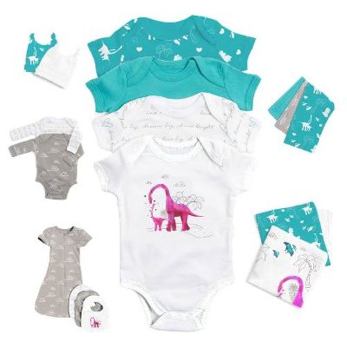 JumpOff Jo Newborn Layette Set (17 Pcs), 0-3 Months, Pink Dino