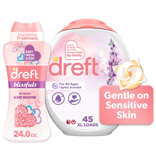 Dreft For-All-Ages Laundry Detergent Bundle - 45 Count + 24 Oz Beads