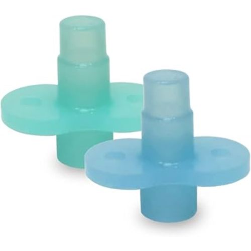 Soft Sip Baby Food Pouch Toppers with Travel Case, 100% Silicone, Aqua/Blue, 2-Pack