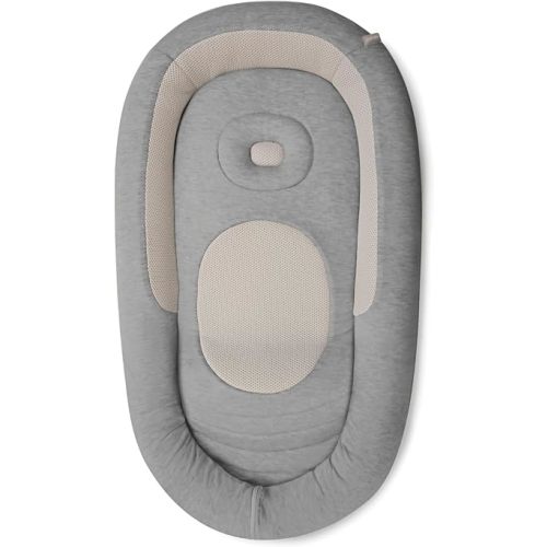 Inglesina Welcome Pod Baby Lounger, Harmony Gray - U.S. Compliant Infant Lounger for 0-8 Months - with Ergonomic Support for Supervised Tummy Time & Play - Breathable Bamboo & Cotton