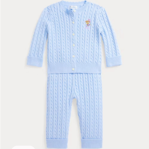 Polo Bear Cotton Cardigan & Pant Set
