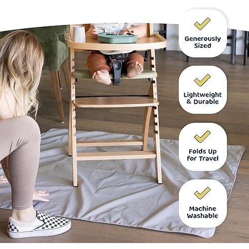 Tiny Twinkle Mess-Proof Splat Mats for Under high Chairs or Table Cover Art Projects for Baby and Toddler - Waterproof, Washable Floor or Table Splash mat 51" x 51" (Luna)