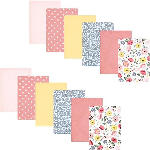Hudson Baby Unisex Baby Cotton Flannel Burp Cloths Bundle, Modern Botanical, One Size