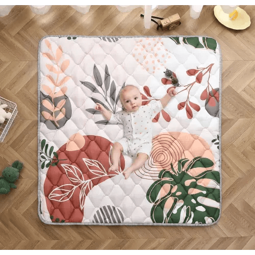 Baby Play Mat 50x50 Inch, Thickened Soft Floor Mat for Playpen, Machine Washable Foam Crawling Mat with Non-Slip Bottom for Babies and Toddlers, Foldable Padded Playmat