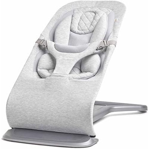 Ergobaby Evolve 3-in-1 Bouncer, Adjustable Multi Position Baby Bouncer Seat, Fits Newborn to Toddler, Light Grey
