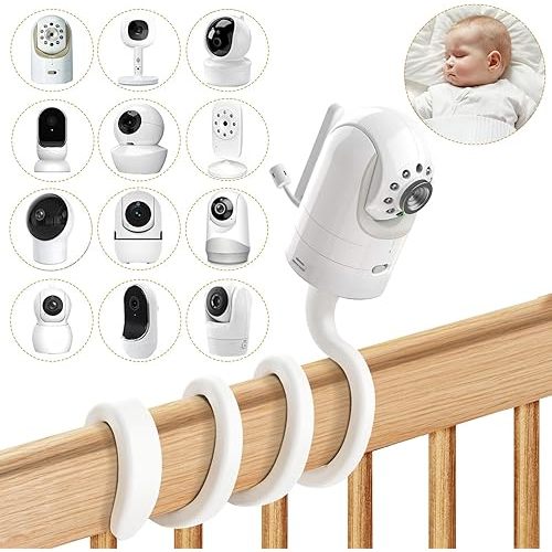 Flexible Baby Monitor Mount Compatible with Infant Optics DXR-8, Nanit Pro, Owlet Cam 1/2, HelloBaby, for Babysense, Universal Baby Camera Holder, No Wall Damage, Strong Support Twist Mount for Crib