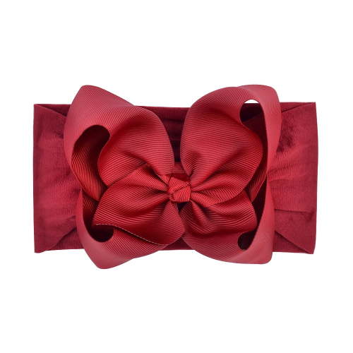 1pcs Large Ribbon Bow Baby Headband Girls Wide Nylon Turban Newborn Bow Headwrap Baby Gift Super Soft Infant Hair Accessories 227-33
