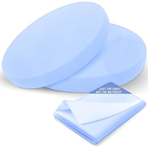 2 Pack Fitted Round Crib Sheets, Polycotton Durable Sheets for Baby, Breatheable and Soft Baby Bassinet Sheets - 42 Inches (Light Blue)