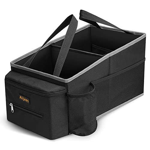 Alijees Car Seat Organizer - Backseat Car Organizer with Cup Holders, Car Storage Organization for Front Back Passenger Seat, Road Trip Essentials Kids for Travel Car Accessories, Black