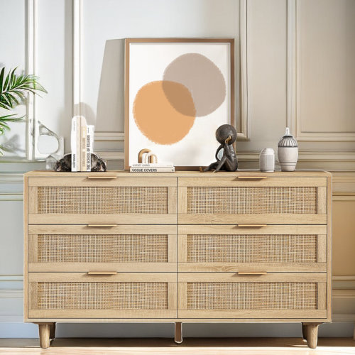 Bay Isle Home™ Ayanna 6 Drawer 51.18" Wide Rattan Storage Dresser & Reviews | Wayfair