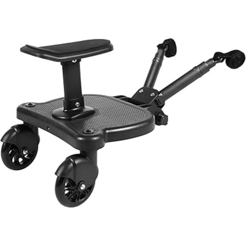 Universal Stroller Board with Detachable Seat, 2in1 Sit and Stand Stroller Attachment for Toddler to Ride, Stroller Board Buggy Board Stroller Standing Boardith Standing Platform for Most Strollers
