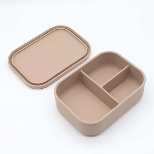 Nyte Nyte Baby Cafe Kids Bento Box 100% Food Grade Silicone Adults & Toddler Lunch box W 3 Compartments- Microwave, Dishwasher & Freezer Safe- Leak Proof- W Fork & Spoon Utensils