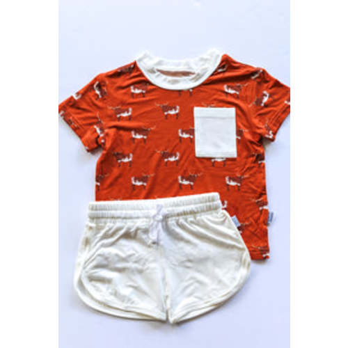 Viscose Bamboo | Longhorn Varsity Short Set | Tee & Short | Functional Drawstring – Southern Slumber
