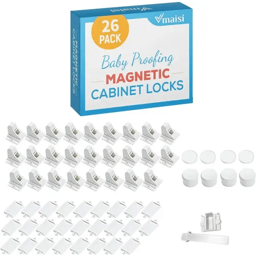 Vmaisi ChildProof Magnetic Cabinet Locks (26 Locks and 4 Keys)