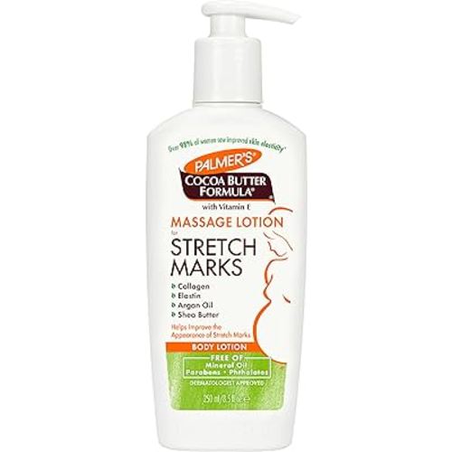 Palmer's Cocoa Butter Formula Massage Lotion For Stretch Marks, Pregnancy Skin Care, Belly Cream with Collagen, Elastin, Argan OIl and Shea Butter, 8.5 Ounces