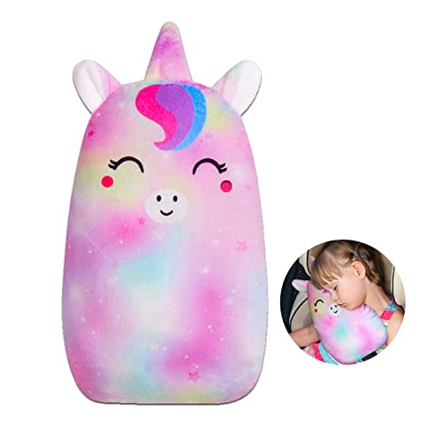 FIODAY Car Seat Belt Covers for Kids Unicorn Seat Belt Pillow Soft Seat Belt Cushion Adjust Seat Strap Pillow Head Neck Support for Children Boys Girls Travel