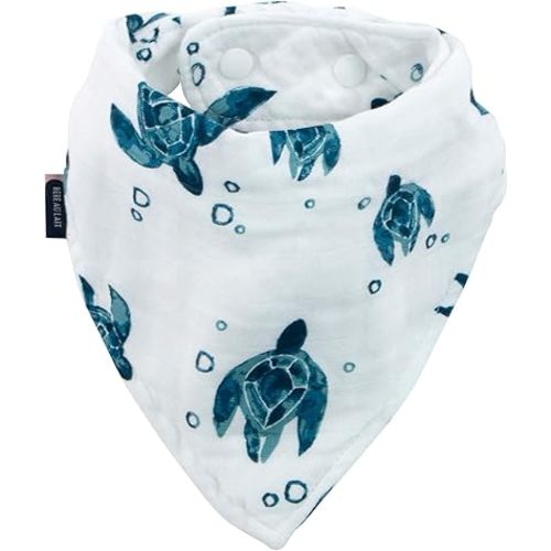Bebe au Lait Oh So Soft Muslin Baby Bandana Bib, 4-Layer Muslin Design, Stylish Pattern - Sea Turtles