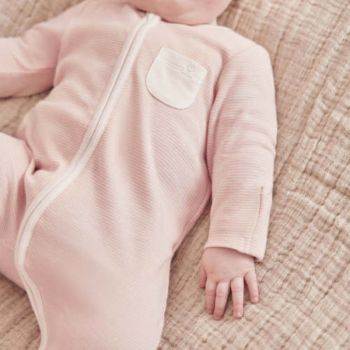 Clever Zip Baby Pajamas:3-6 Months, Blush Stripe