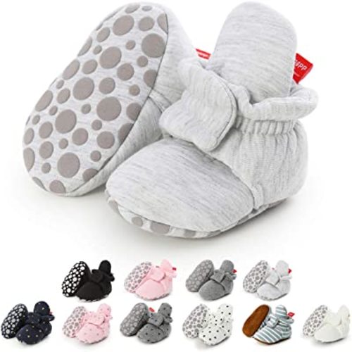 Ohwawadi Infant Baby Boys Girls Slippers Cozy Fleece Booties Soft Bottom Warm Cartoon Socks Newborn Crib Shoes