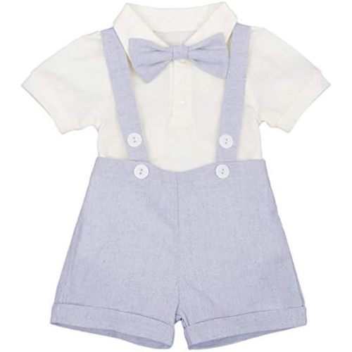 Baby Boy Baptism Christening Outfit Bowtie Dress Shirt Suspenders Shorts Summer Wedding Party Formal Ring Bearer Suits