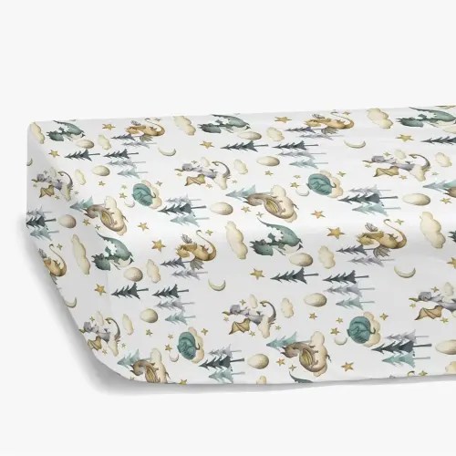 HawSkgFub Watercolor Cute Dragon Fairy Tale Fitted Standard Crib Sheet Baby Boy, Cloud Moon Star Dragons Egg Toddler Mattress Cover, Soft Breathable Stretchy Nursery Bed Sheets Decor Gift 52" x 28"
