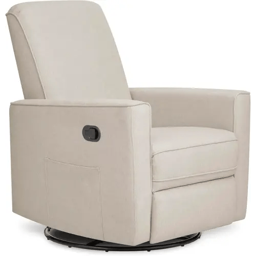 évolur Raleigh Upholstered Manual Glider Recliner– Rocking & 360° Swivel with Smooth Glide – Greenguard Gold & FSC Certified – Modern Nursery and Living Room Chair in Light Sand