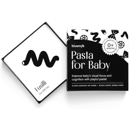 Pasta for Baby High Contrast Cards Sensory Toy Learning Activity Large Black and White Flash Cards Newborn Tummy Time Play 0+ Months Infant Essentials Curious Baby Activity Gift Set