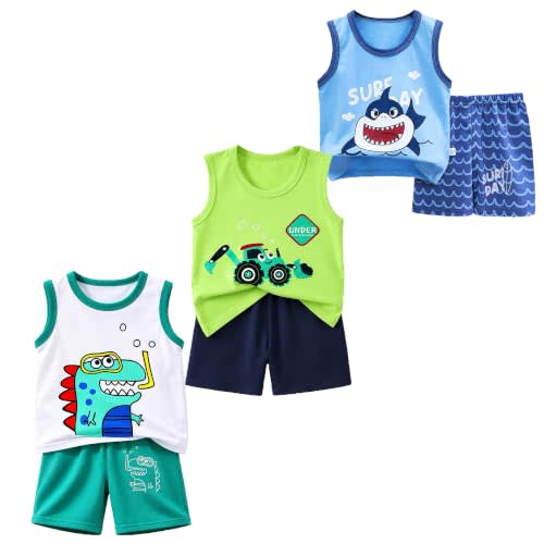 Toddler Boys Clothes for Baby Boy Summer Outfits Sleeveless Tank Top and Shorts Set 1-4t