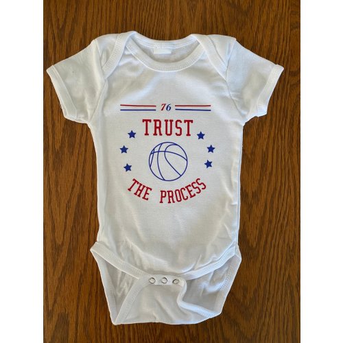 Philadelphia 76ers Baby Bodysuit. Philly Sixers Trust the process, baby sports gift, baby shower gift, Kid gift, Unisex gift, baby gift