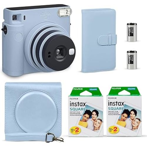 Fujifilm Instax Square SQ1 Instant Camera Glacier Blue + Fuji Instax Film Value Pack (40 Sheets) + Shutter Accessories Bundle, Includes Style Compatible Carrying Case, Photo Album 80 Pockets