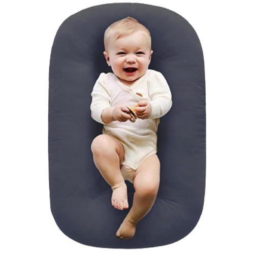 Jeeeun Baby Lounger, 2025 New Portable Newborns & Infants Lounger Soft Cotton Snuggle Organic Lounger Breathable (Grey,29.5x19.3in)