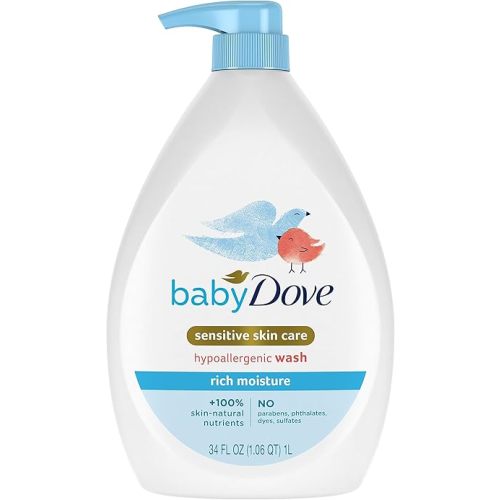 Baby Dove Sensitive Skin Care Baby Wash Rich Moisture For Baby Bath Time Tear-Free and Hypoallergenic 34 oz